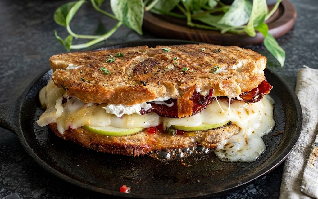 Spicy Pepper Jack & Bacon Grilled Cheese on Jalapeño Cheddar Sourdough